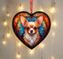 Chihuahua Fawn Stained Glass Effect Heart Suncatcher